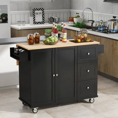 Streamdale Furniture Streamdale Rolling Mobile Kitchen Island With Solid Wood Top & Locking Wheels