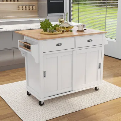 Streamdale Furniture Streamdale Rolling Kitchen Cart With Drop-leaf Countertop & Barn Door