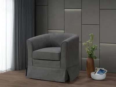 Streamdale Furniture Streamdale Tucker Gray Woven Fabric Swivel Barrel Chair