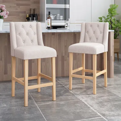 Streamdale Furniture Streamdale Vienna Contemporary Fabric Tufted Wingback 31 Inch Counter Stools