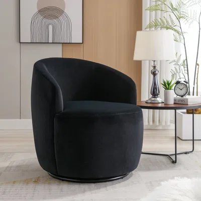 Streamdale Furniture Streamdale Velvet Fabric Swivel Accent Armchair Barrel Chair With Powder