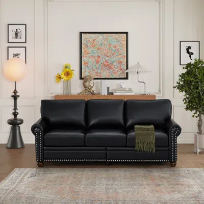 Streamdale Furniture Streamdale Classic Living Room Nails Sofa Faux Leather