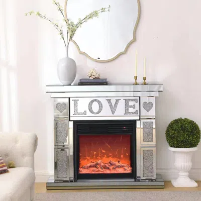 Streamdale Furniture Streamdale Exquisite Electric Fireplace With Mirror Finish And Artificial Crystals
