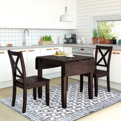 Streamdale Furniture Streamdale 3-piece Wood Drop Leaf Breakfast Nook Dining Table Set With 2 X