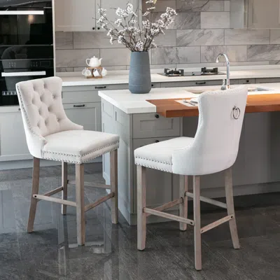 Streamdale Furniture Streamdale Contemporary Velvet Upholstered Barstools With Button Tufted Decoration And Wooden Legs