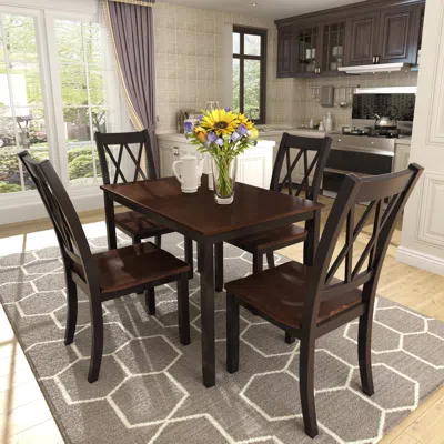 Streamdale Furniture Streamdale 5-piece Dining Table Set Home Kitchen Table And Chairs Wood Dining