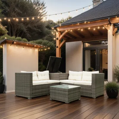 Streamdale Furniture Streamdale 4 Piece Patio Sectional Wicker Rattan Outdoor Furniture Sofa Set