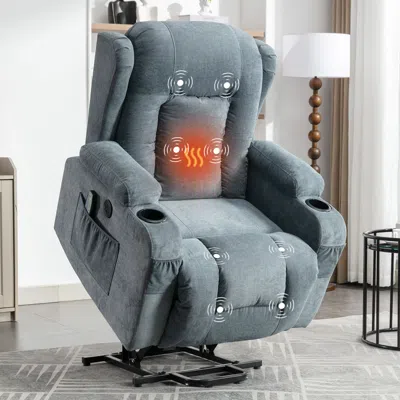 Streamdale Furniture Streamdale Blue Power Lift Recliner With Heat