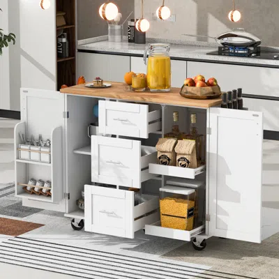 Streamdale Furniture Streamdale Rolling Kitchen Island With Storage And Spice Rack