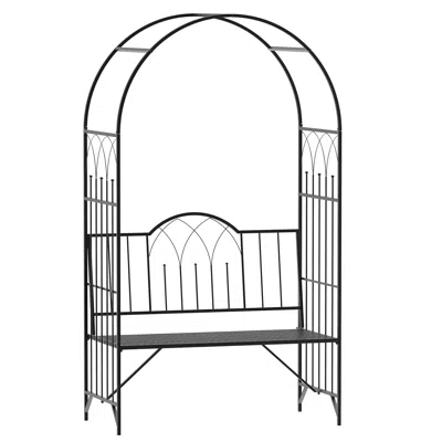 Streamdale Furniture Streamdale Metal Trellis Arbor Arch For Climbing Plants With Garden Bench