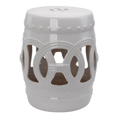 Streamdale Furniture Streamdale 14" X 17" Ceramic Garden Stool With Double-coin Knotted Ring Design & Strong Glazed Mater