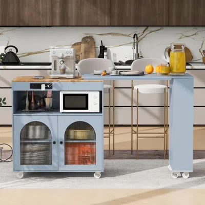 Streamdale Furniture Streamdale Portable Kitchen Island With Led Lights & Storage