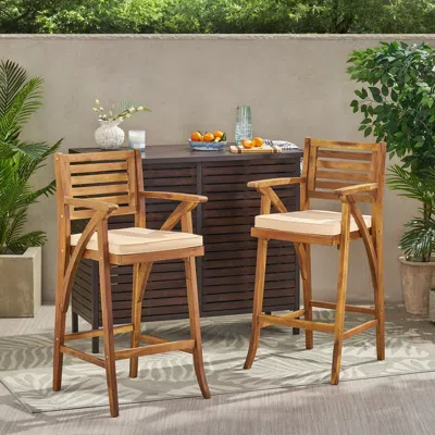 Streamdale Furniture Streamdale Stylish Outdoor Barstool With Cushion (set Of 2)