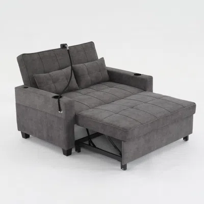 Streamdale Furniture Streamdale Futon Chair Bed Convertible Chair 3-in-1 Pull Out Sleeper Chair Beds With Usb Ports