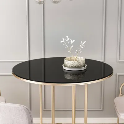 Streamdale Furniture Streamdale 36 Inch Round Tempered Glass Table Top Black Glass 1/4" Thick Round