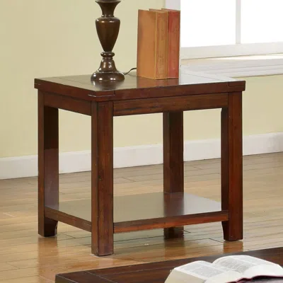 Streamdale Furniture Streamdale End Table Dark Cherry Open Shelf Natural Wood Grain Design 1 Piece