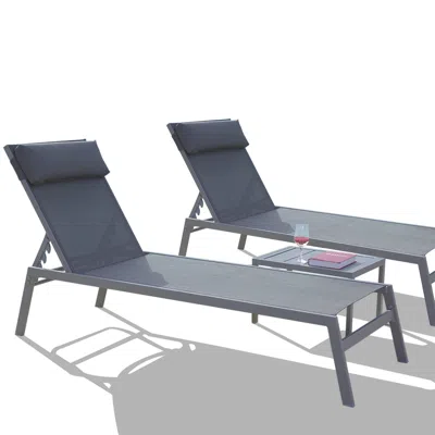 Streamdale Furniture Streamdale 3-piece Patio Lounge Set With Adjustable Backrest In Grey