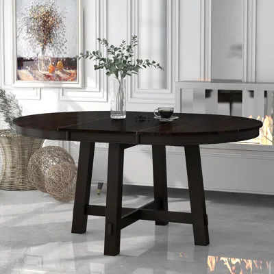Streamdale Furniture Streamdale Farmhouse Round Extendable Dining Table With 16 Leaf Wood Kitchen