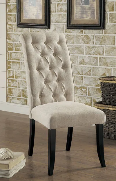 Streamdale Furniture Streamdale Contemporary Rustic Beige Fabric Dining Chairs Set