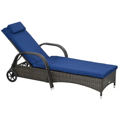Streamdale Furniture Streamdale Premium All-weather Reclining Chaise Lounge Chair With Wheels