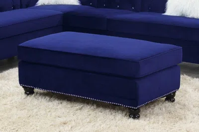 Streamdale Furniture Streamdale Living Room Xl- Cocktail Ottoman Velvet Accent Studding Trim Wooden