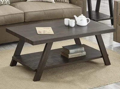 Streamdale Furniture Streamdale Wood Shelf Coffee Table In Weathered Espresso