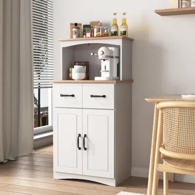Streamdale Furniture Streamdale Wooden Kitchen Cabinet White Pantry Storage Microwave Cabinet
