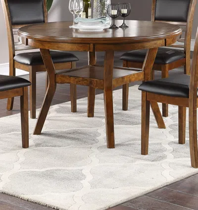 Streamdale Furniture Streamdale Dining Room Furniture Walnut Rubber Wood Mdf Round Table 1pc Table W Shelve
