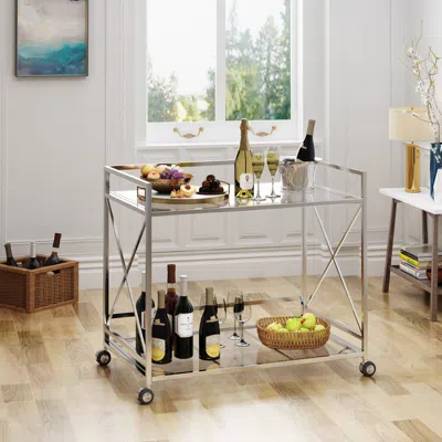 Streamdale Furniture Streamdale Timeless Modern 2-tier Bar Cart Sleek