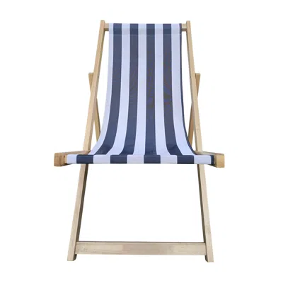 Streamdale Furniture Streamdale Populus Wood Sling Chair Blue Stripe Broad Dark Blue Strip
