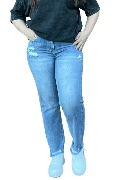 Risen High Rise Slim/straight Jeans In Medium Wash In Multi