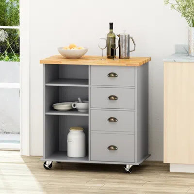 Streamdale Furniture Streamdale Contemporary Kitchen Cart With Rubberwood Top