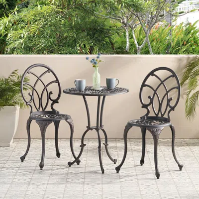 Streamdale Furniture Streamdale 3-piece Set Of All-weather Cast Aluminum Dining Furniture Set With Black Frame