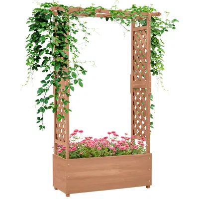 Streamdale Furniture Streamdale Elegant Raised Garden Bed With Arch Trellis And Pergola Roof