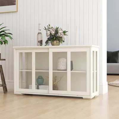Streamdale Furniture Streamdale Kitchen Storage Stand Cupboard With Glass Door-white