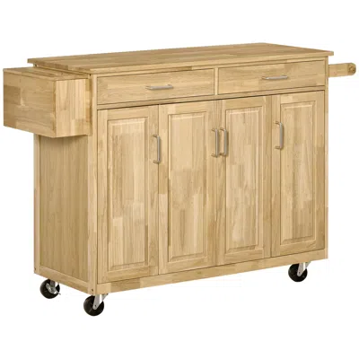 Streamdale Furniture Streamdale Natural Hardwood Kitchen Island Cart With Drawers & Storage