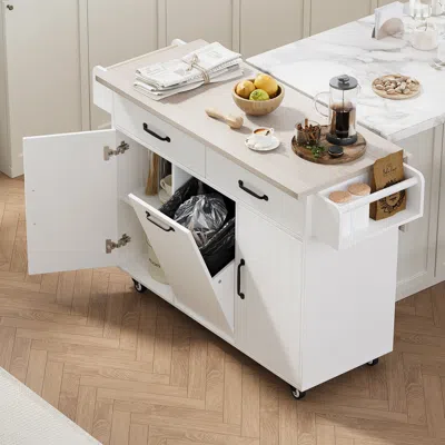 Streamdale Furniture Streamdale Kitchen Island With Trash Can Storage Cabinet