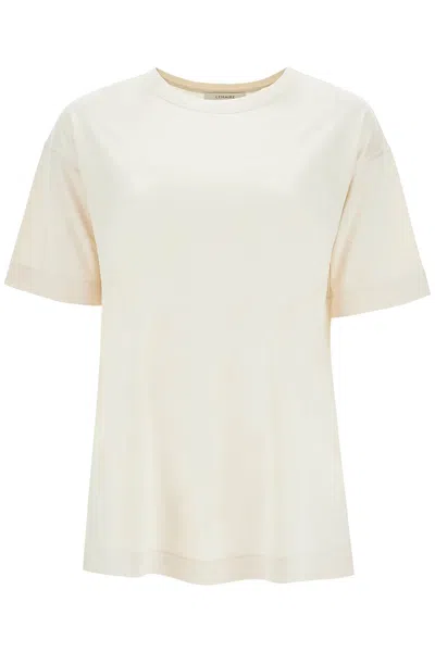 Shop Lemaire T Shirt Girocollo In Seta In Neutro