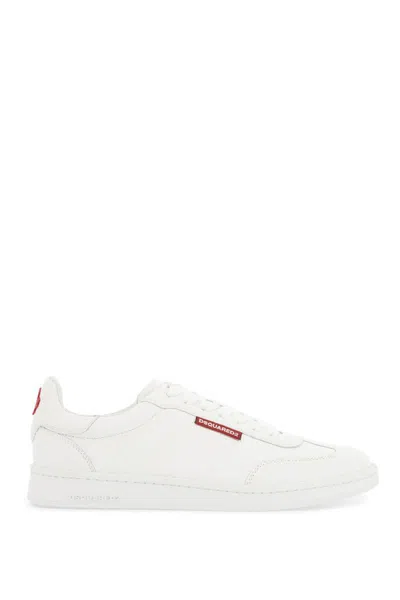 Shop Dsquared2 Leather Deer Print Boxer Sneakers Box. In White