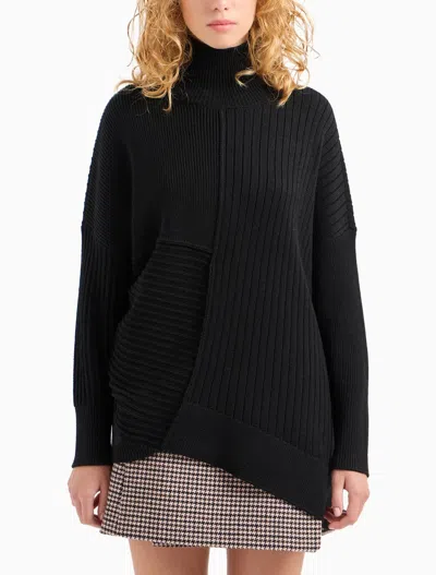 Armani Exchange Asymmetrical High Neck Knitted Sweater