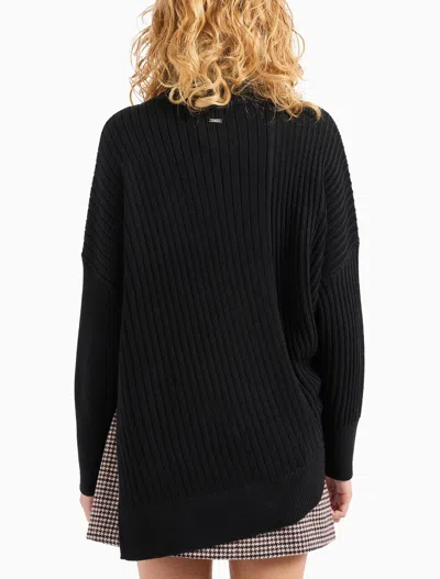 Armani Exchange Asymmetrical High Neck Knitted Sweater