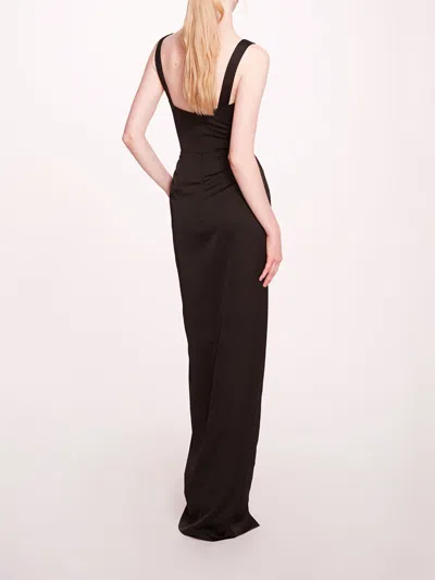 Marchesa Satin Bustier Gown In Black