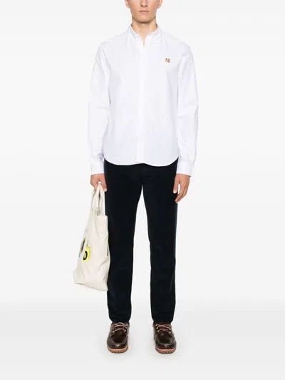 Maison Kitsuné Button Down Classic Shirt With Institutional Fox H Clothing