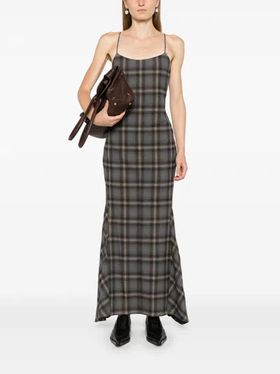 Our Legacy Naiad Plaid Cotton Long Dress