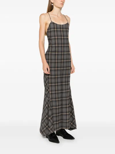Our Legacy Naiad Plaid Cotton Long Dress