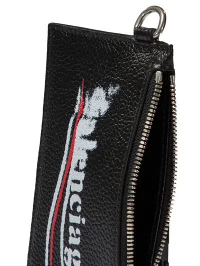 Balenciaga Leather Card Holder Keyring Attachment In Multicolor