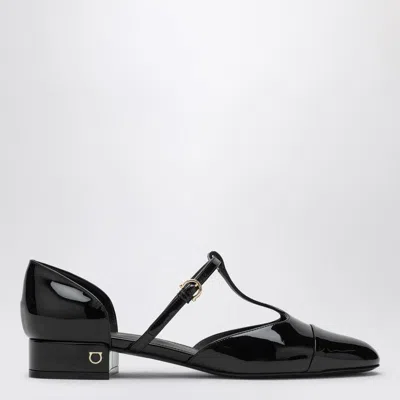 Ferragamo Linette Leather T-strap Ballerina Flats