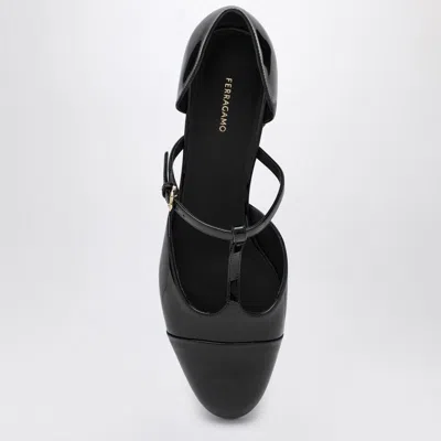 Ferragamo Linette Leather T-strap Ballerina Flats