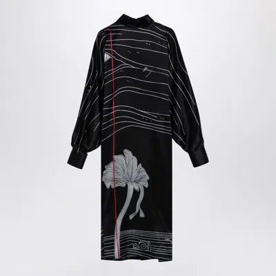 Ferragamo Spirit Print Satin Dress