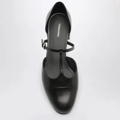 Ferragamo Linette Leather T-strap Ballerina Flats